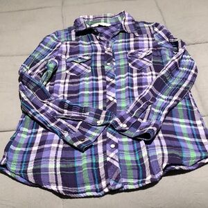 Plaid Women’s Shirt - Purple, Blue and Green